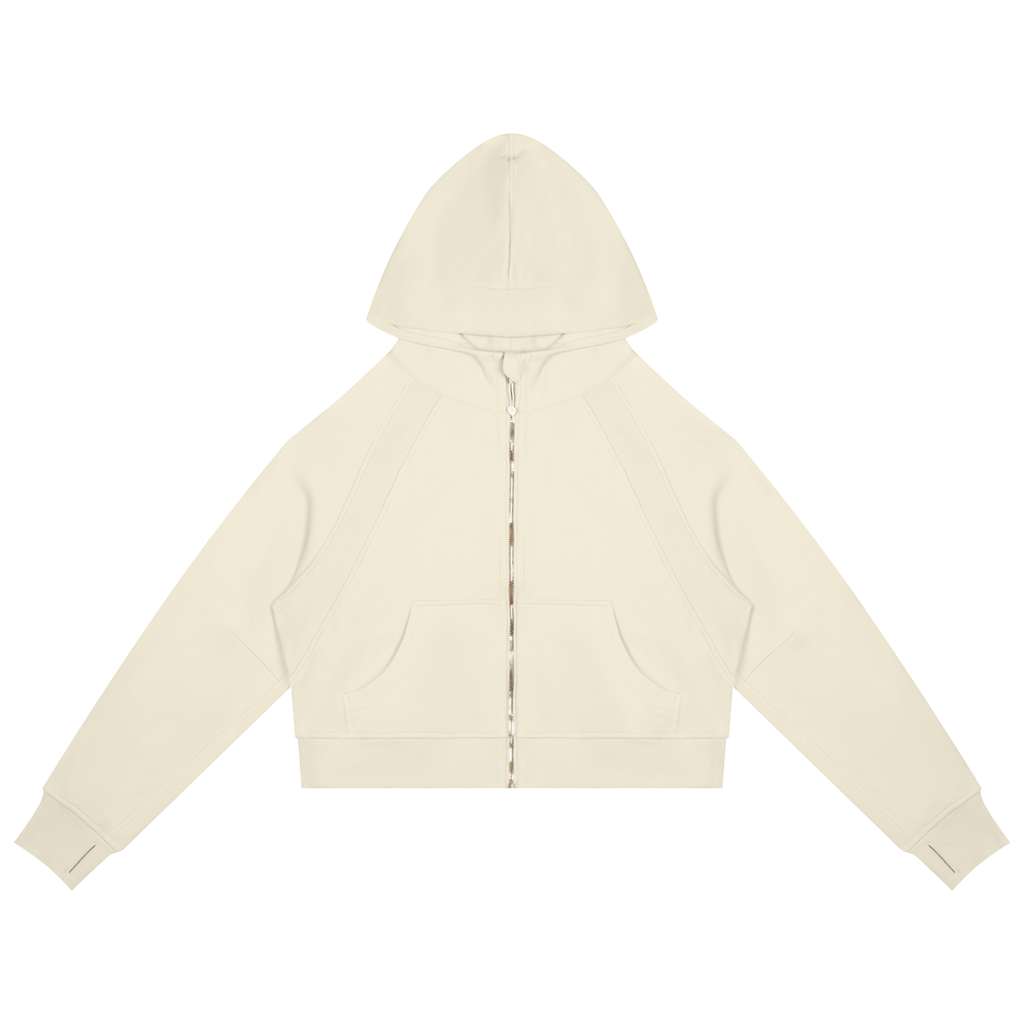 Cropped Zip-Through Hoodie